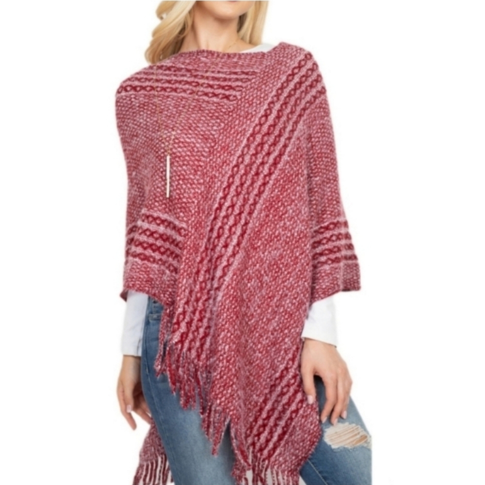 Poncho Sweater With Fringe
